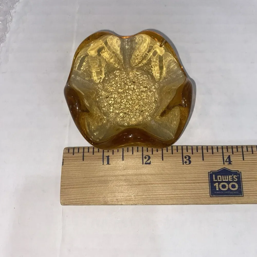 Set 3 Vtg Mid Century Golden Amber 5 Petal Lotus Bowls Nesting Textured MCM